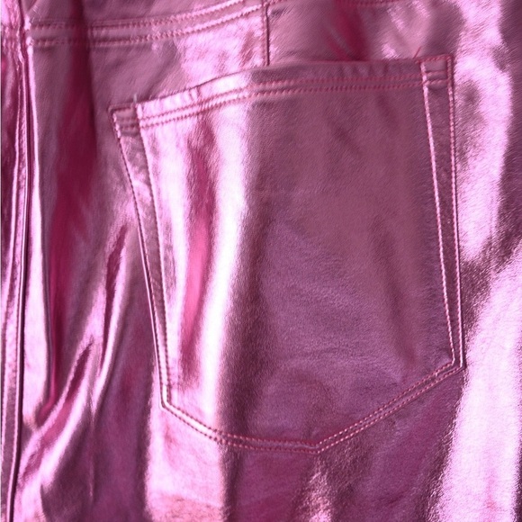 Good American Good Icon Metallic Pink Faux Leather Pants - Picture 6 of 6